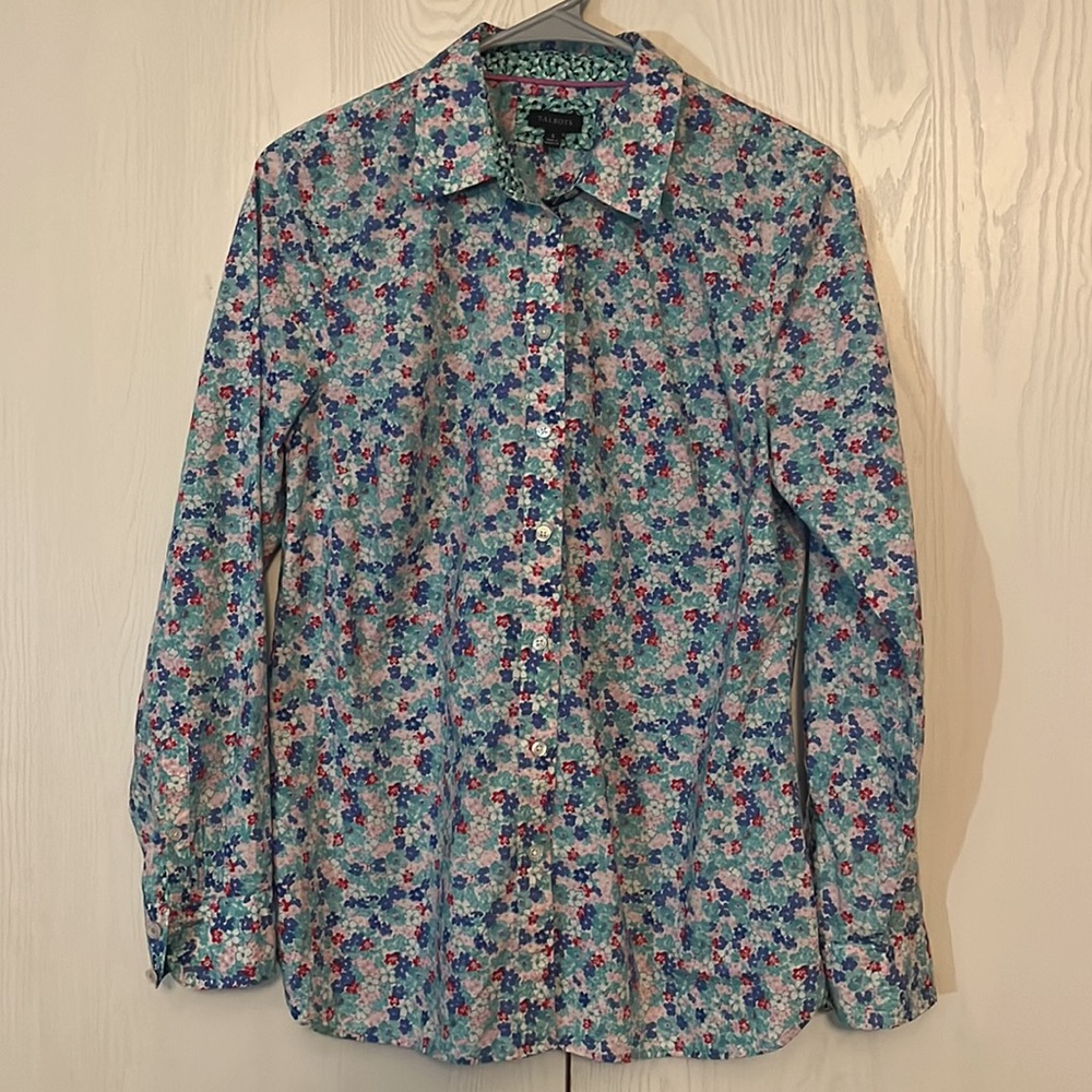 Talbots Floral Button Front Shirt - Picture 2 of 7
